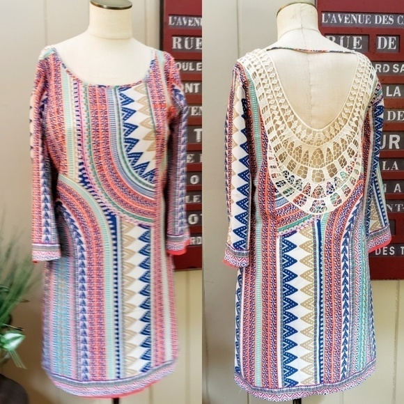Jay long sleeve open embroidery back boho dress Size Small - Picture 2 of 10